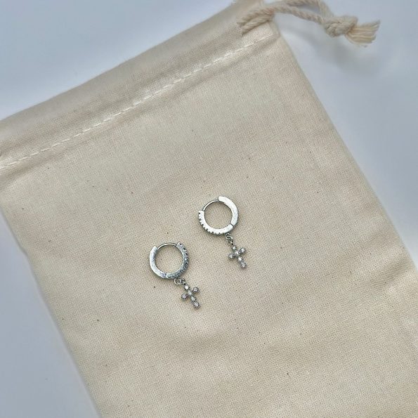 Cross Huggie Hoops - Image 2
