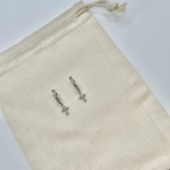 Cross Huggie Hoops