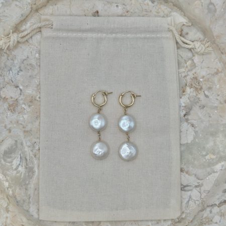 Dove Coin Pearl Earrings