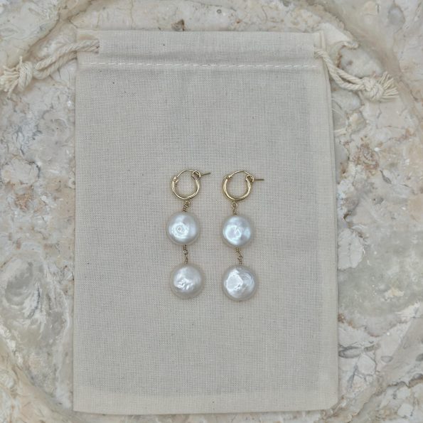 Dove Coin Pearl Earrings